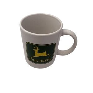 Vintage John Deere Logo Gibson Coffee Mug Cup Ceramic White Green 4" Tall